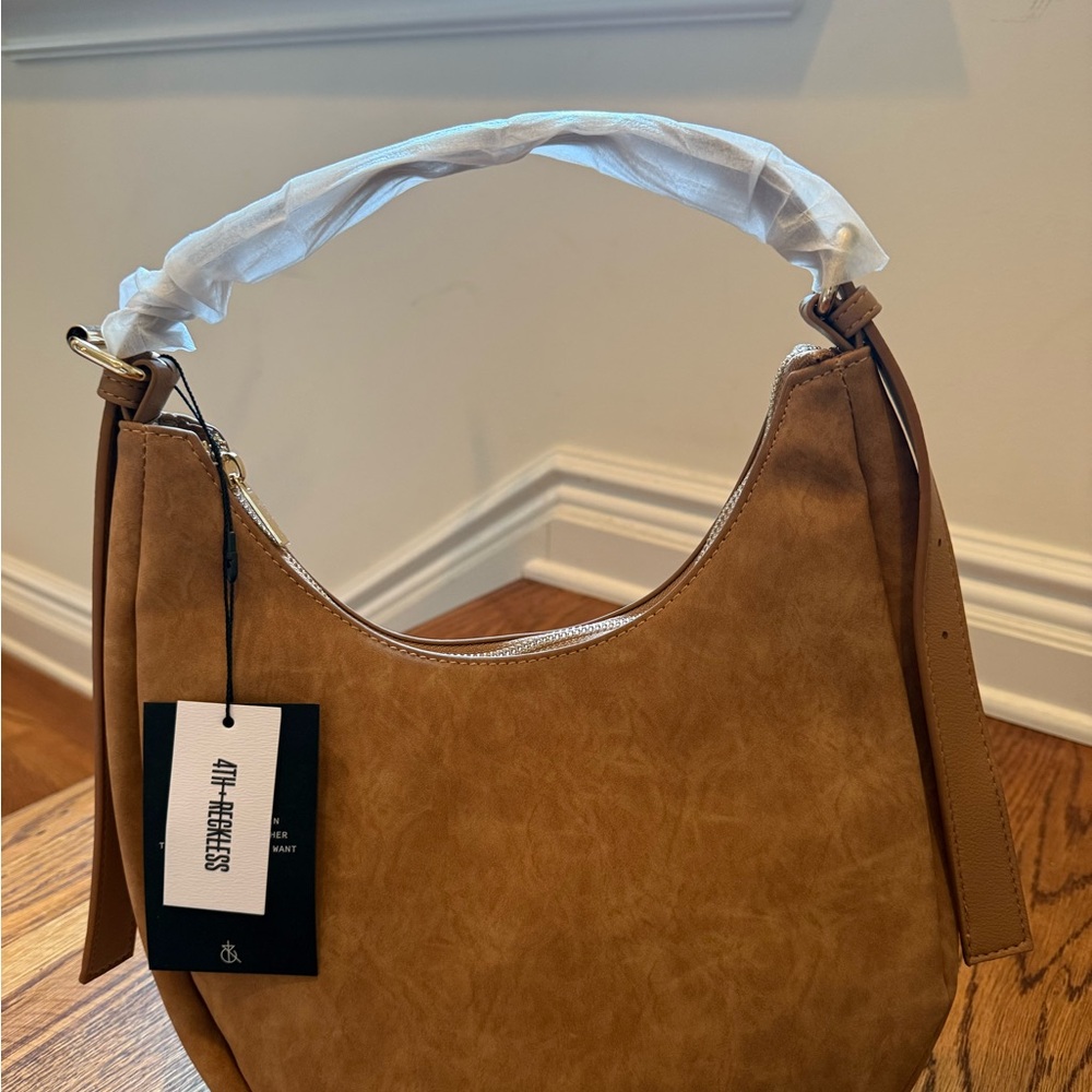 Tan Suede Hobo Bag with Slouchy Design